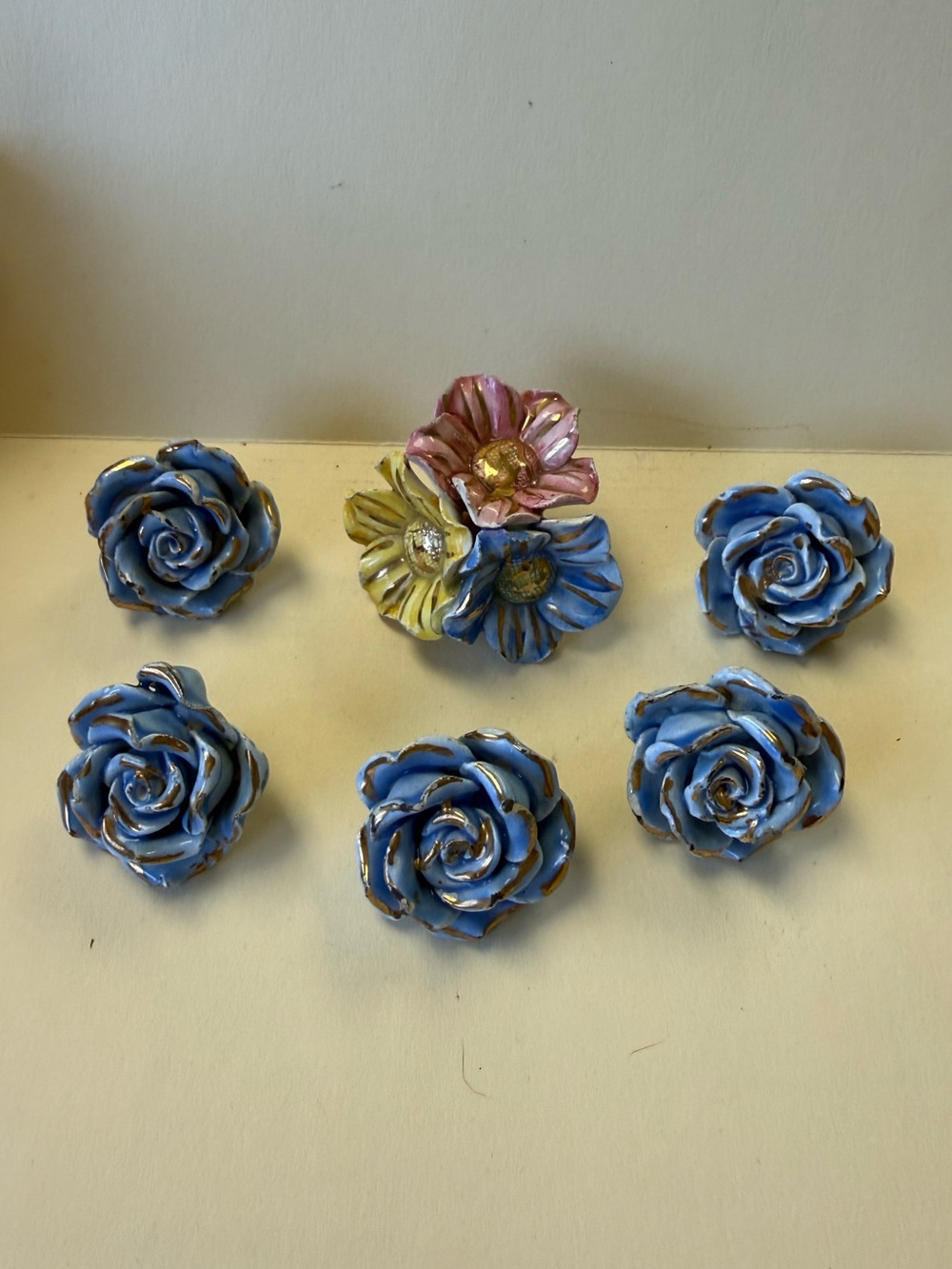 Vintage Decorative Ceramic Flower Chandelier Parts